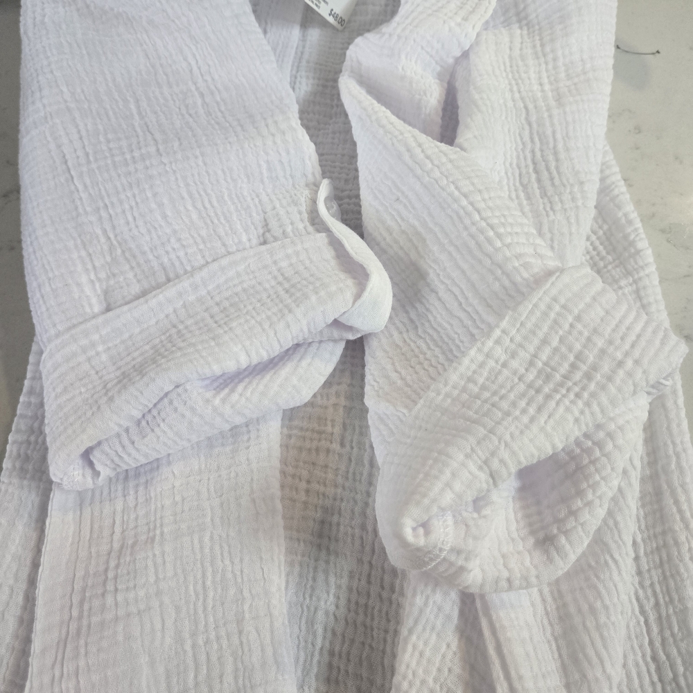 Tahiti White Cotton Gauze Button Up Shirt 1X Beach Cover Up‎ Coastal Resort - Picture 10 of 12